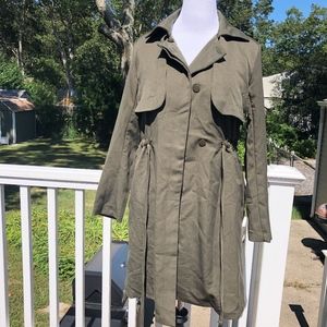 NWOT JUSTFAB Olive Green Trench Coat